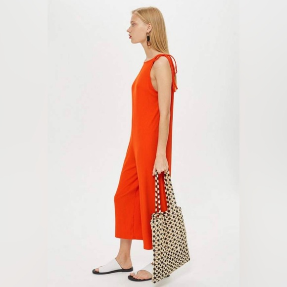 🎯NWT Topshop Ribbed Jumpsuit Orange Size 4-6 - Picture 3 of 14